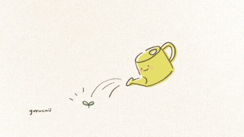 ジョウロで水やりをしているイラスト